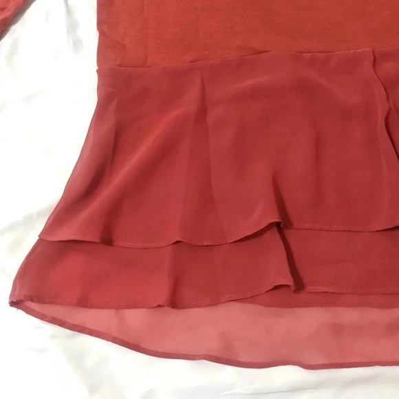 Simply Vera Vera Wang Three Quarter Sleeve Peplum Tee, Color Wild Ginger Size S - Picture 8 of 13